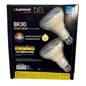 Luminus Elite LED BR30 Bulbs 65W Equivalent 12W Dimmable 850 Lumens 2-Pack
